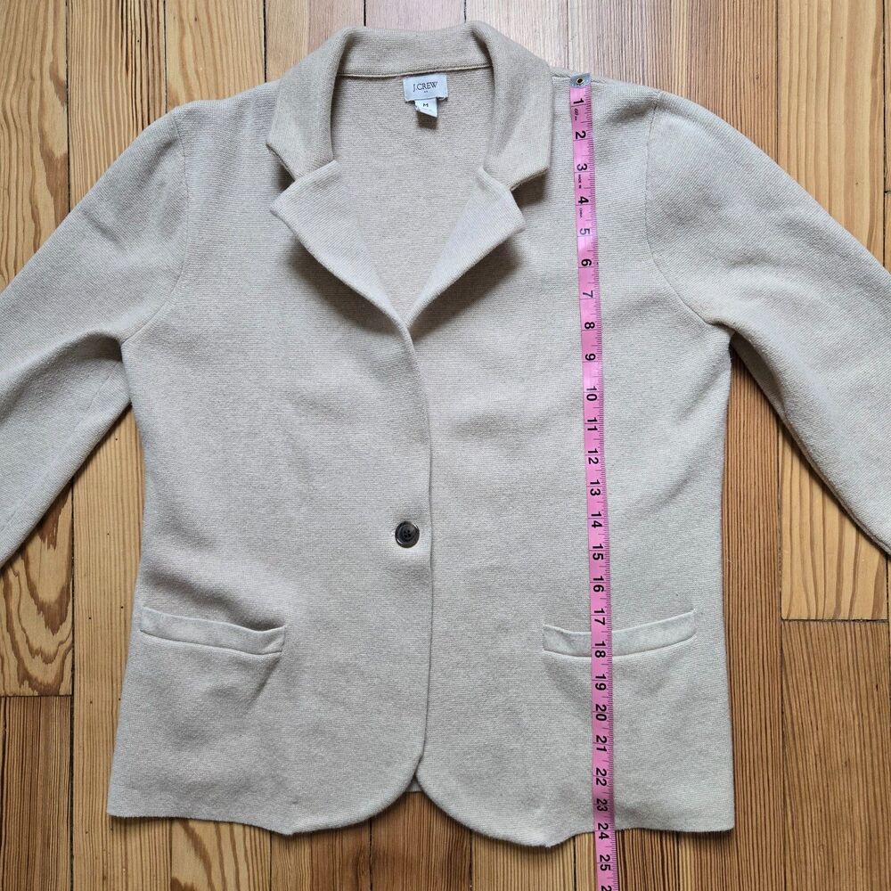 J.Crew School Boy Cotton Knit Blazer M Beige Academia Preppy Coastal Business - Picture 5 of 9
